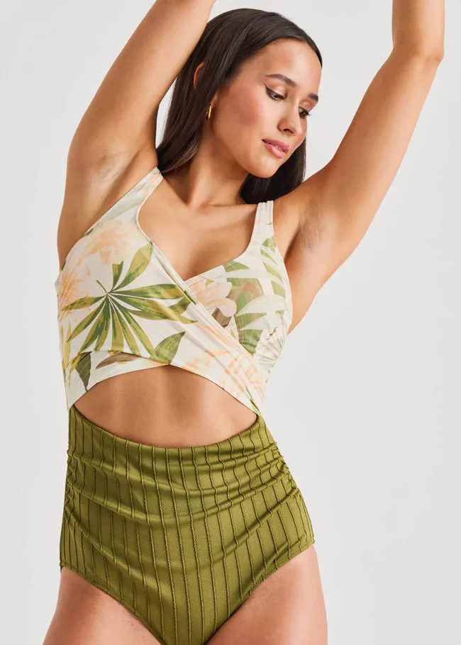 Everyday Sunday Wrap One-Piece || Cream Garden