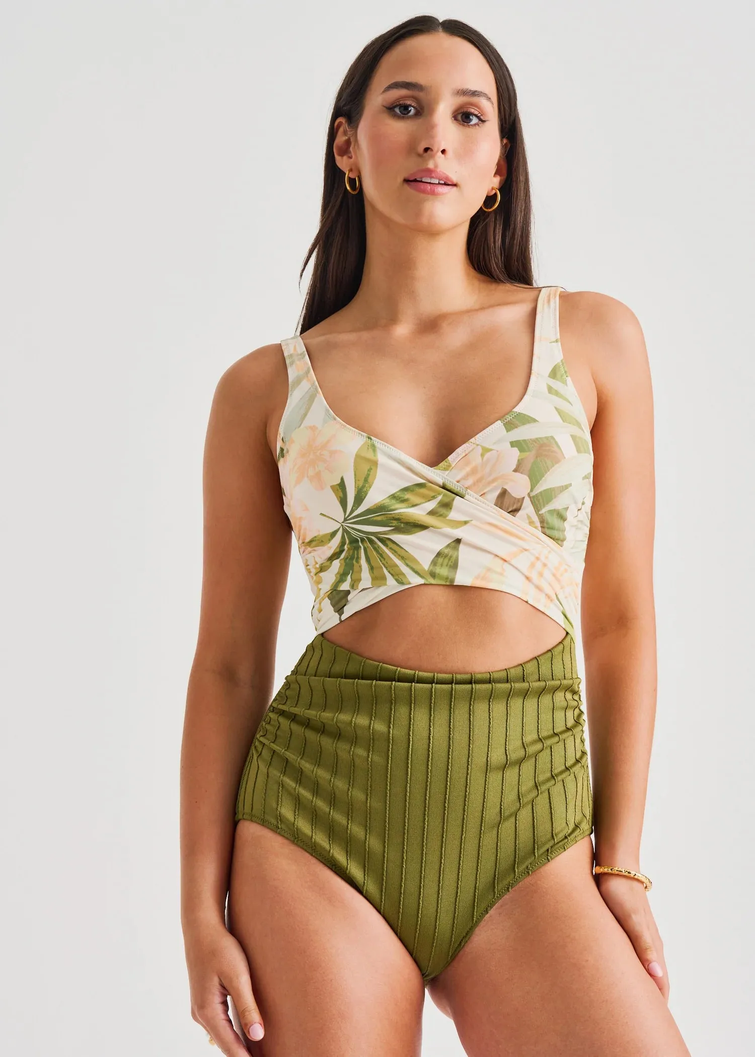 Everyday Sunday Wrap One-Piece || Cream Garden