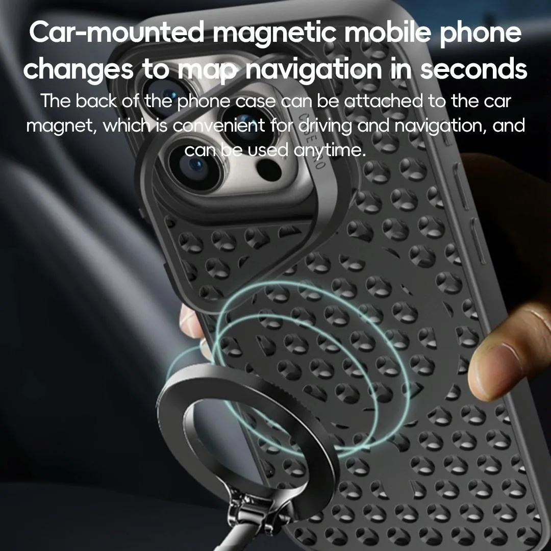 For Iphone 15 Hollow Cooling Lens Holder Magsafe Magnetic Tpu Phone Case