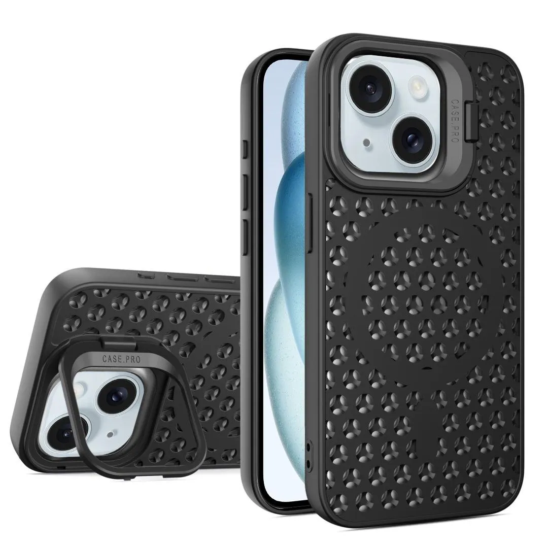 For Iphone 15 Hollow Cooling Lens Holder Magsafe Magnetic Tpu Phone Case