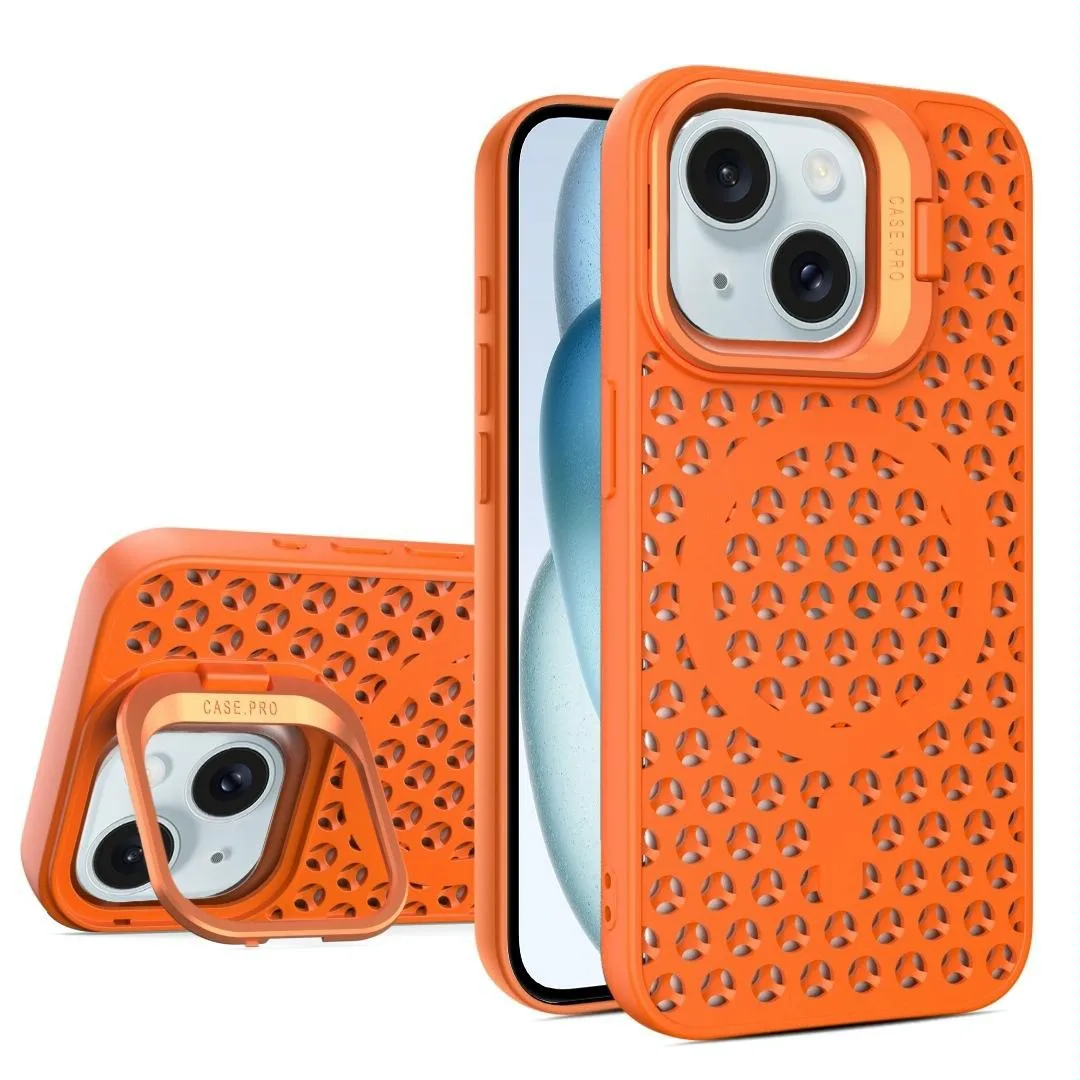 For Iphone 15 Hollow Cooling Lens Holder Magsafe Magnetic Tpu Phone Case