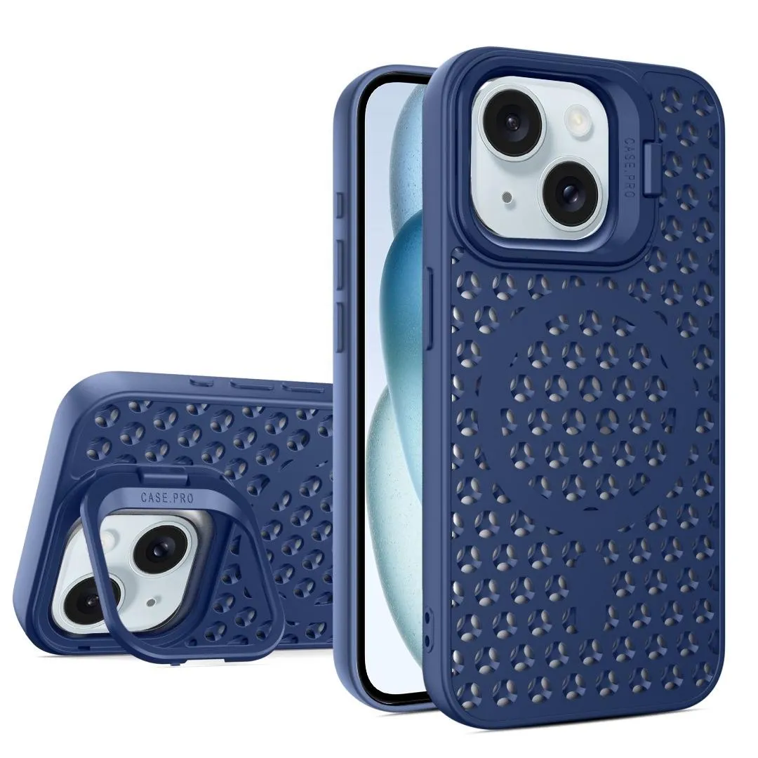 For Iphone 15 Hollow Cooling Lens Holder Magsafe Magnetic Tpu Phone Case