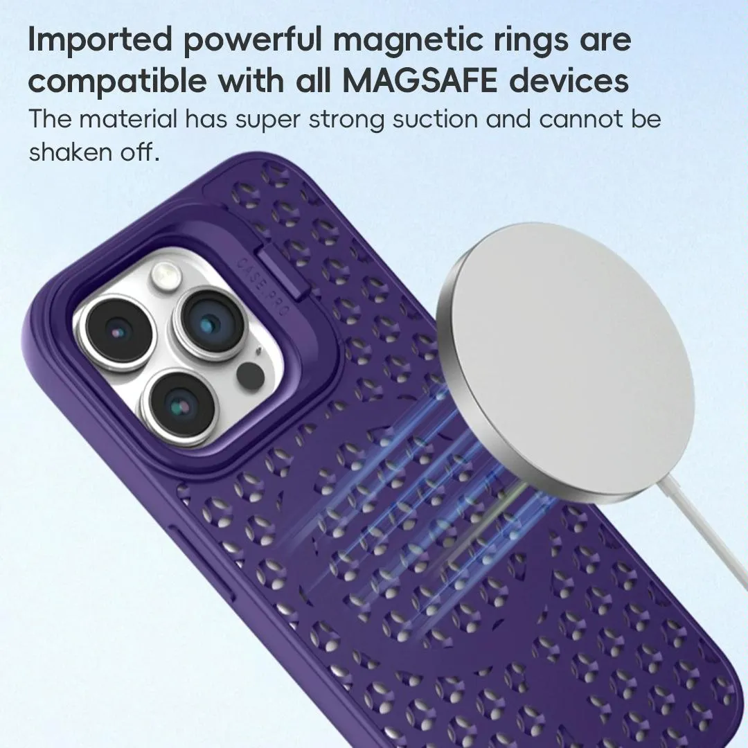 For Iphone 15 Hollow Cooling Lens Holder Magsafe Magnetic Tpu Phone Case