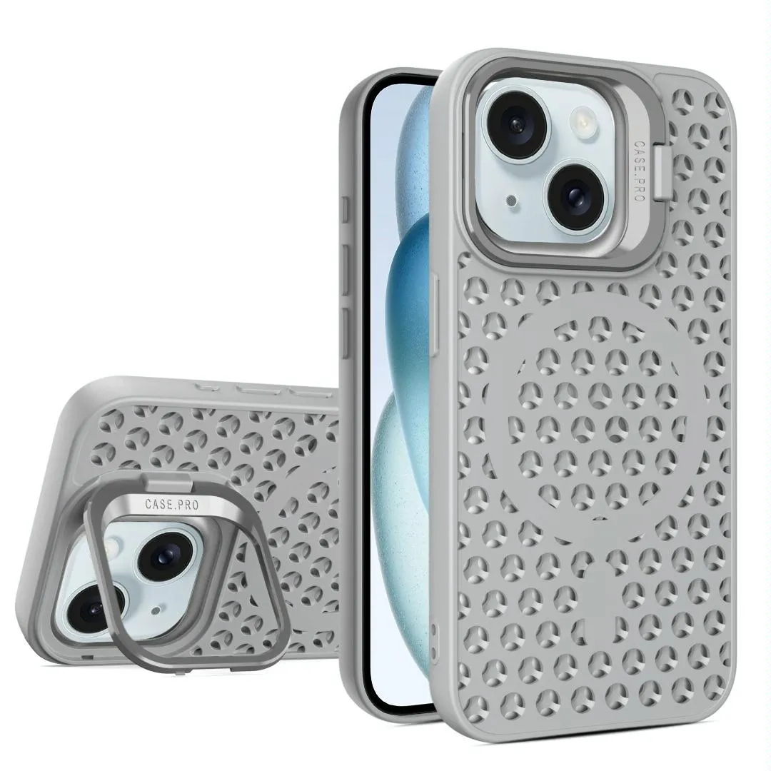 For Iphone 15 Hollow Cooling Lens Holder Magsafe Magnetic Tpu Phone Case