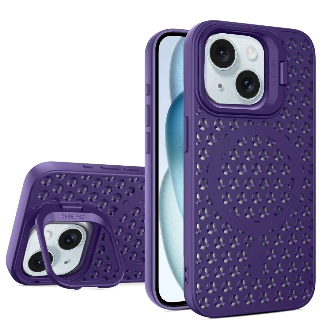 For Iphone 15 Hollow Cooling Lens Holder Magsafe Magnetic Tpu Phone Case