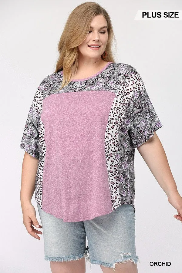 GiGiO Orchid Mixed Paisley And Leopard Print Top