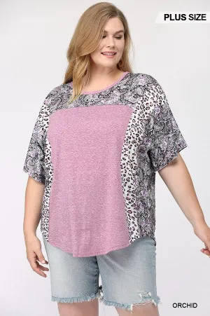 GiGiO Orchid Mixed Paisley And Leopard Print Top