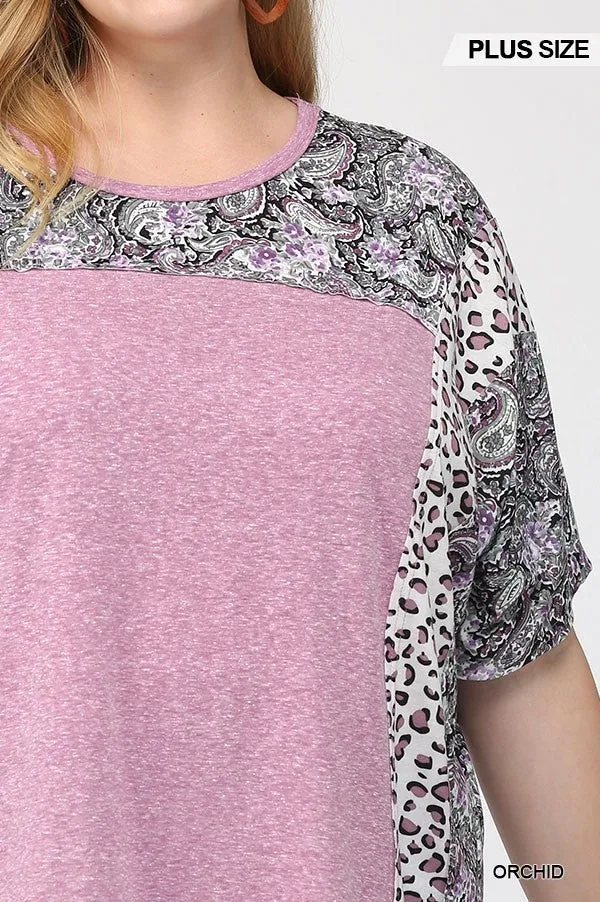 GiGiO Orchid Mixed Paisley And Leopard Print Top