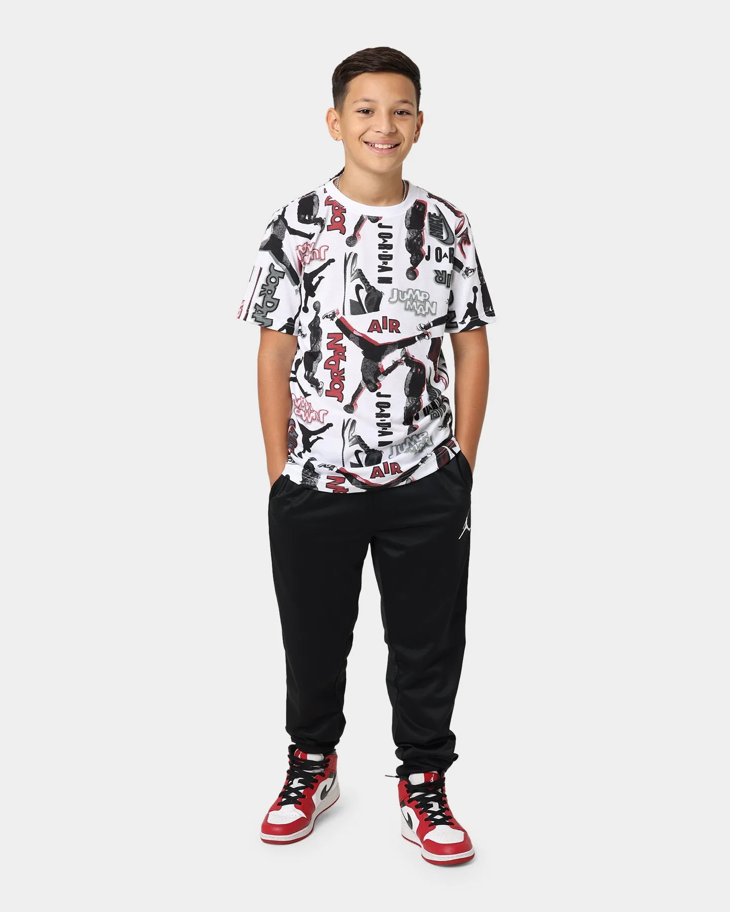 Jordan Kids' Throw Back All Over Print T-Shirt White/Black