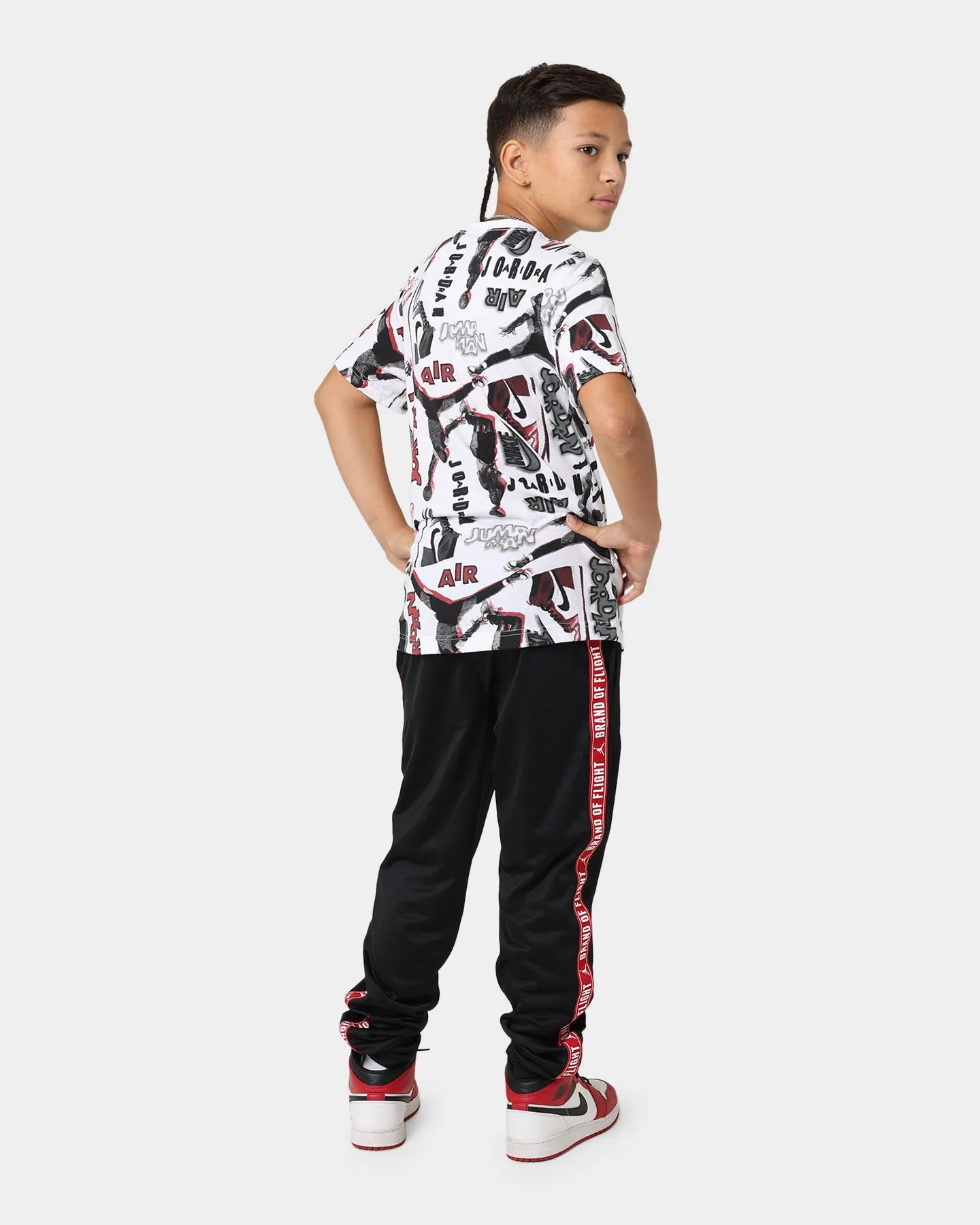 Jordan Kids' Throw Back All Over Print T-Shirt White/Black