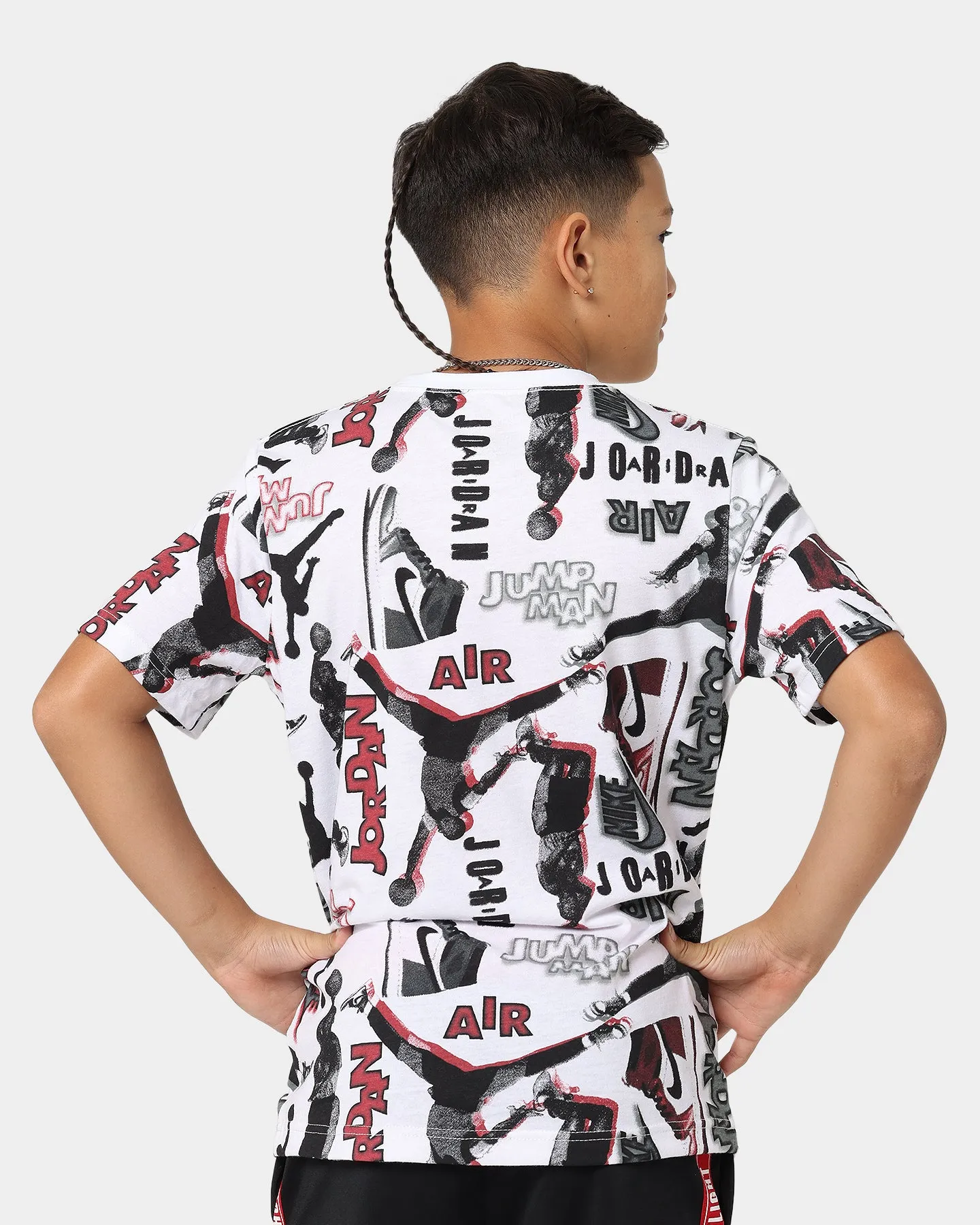Jordan Kids' Throw Back All Over Print T-Shirt White/Black