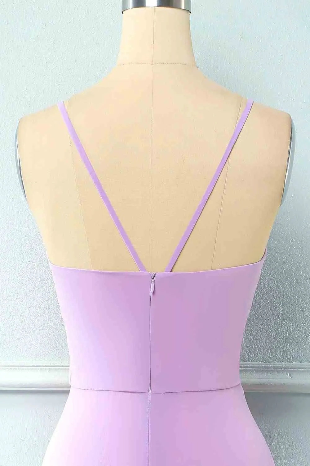 Light Purple Chiffon Straps Bridesmaid Dress
