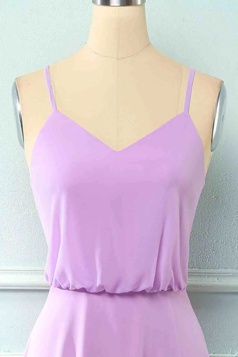 Light Purple Chiffon Straps Bridesmaid Dress