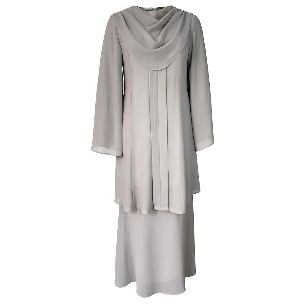 Mehra Mermaid Kurung Set - Light Grey