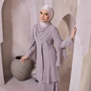 Mehra Mermaid Kurung Set - Light Grey