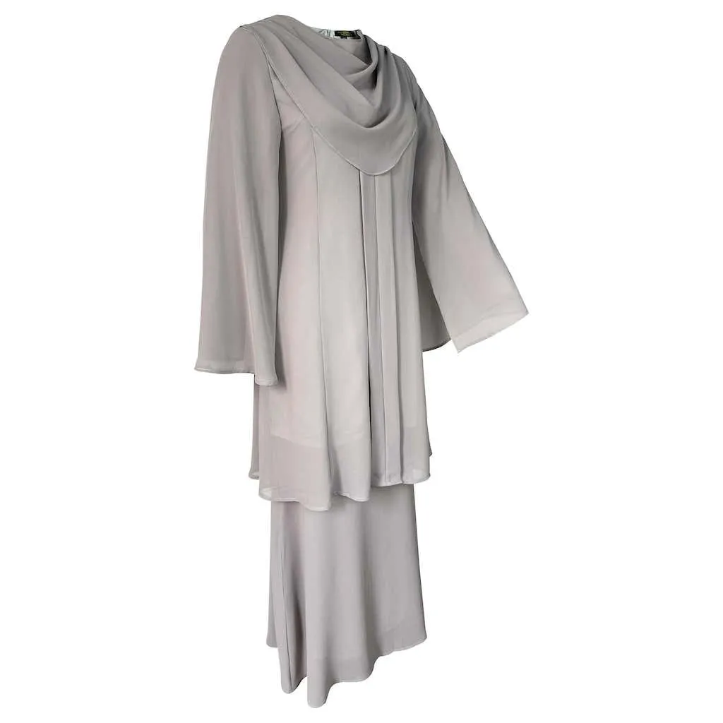 Mehra Mermaid Kurung Set - Light Grey