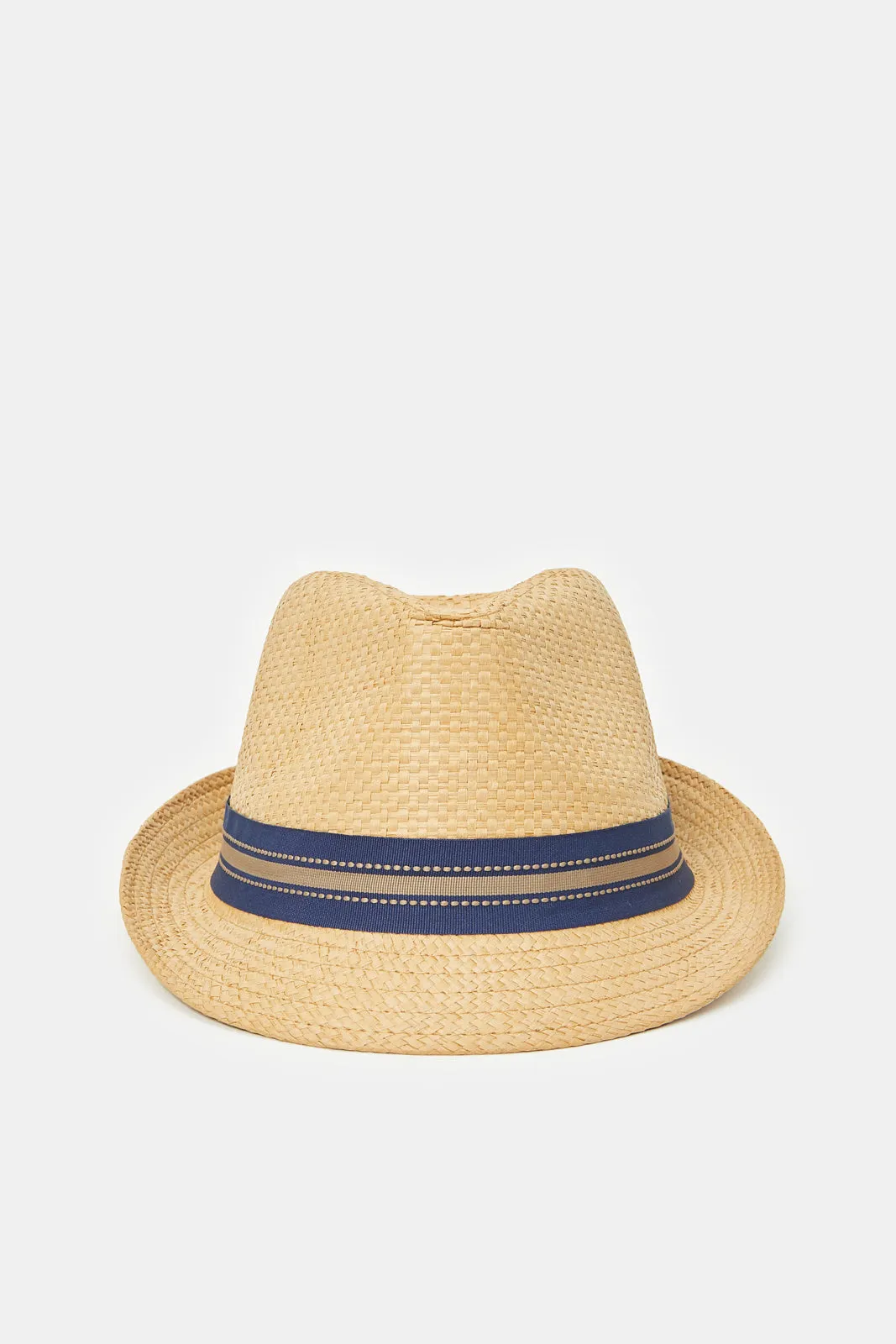 Men Beige Fedora Hat With Band