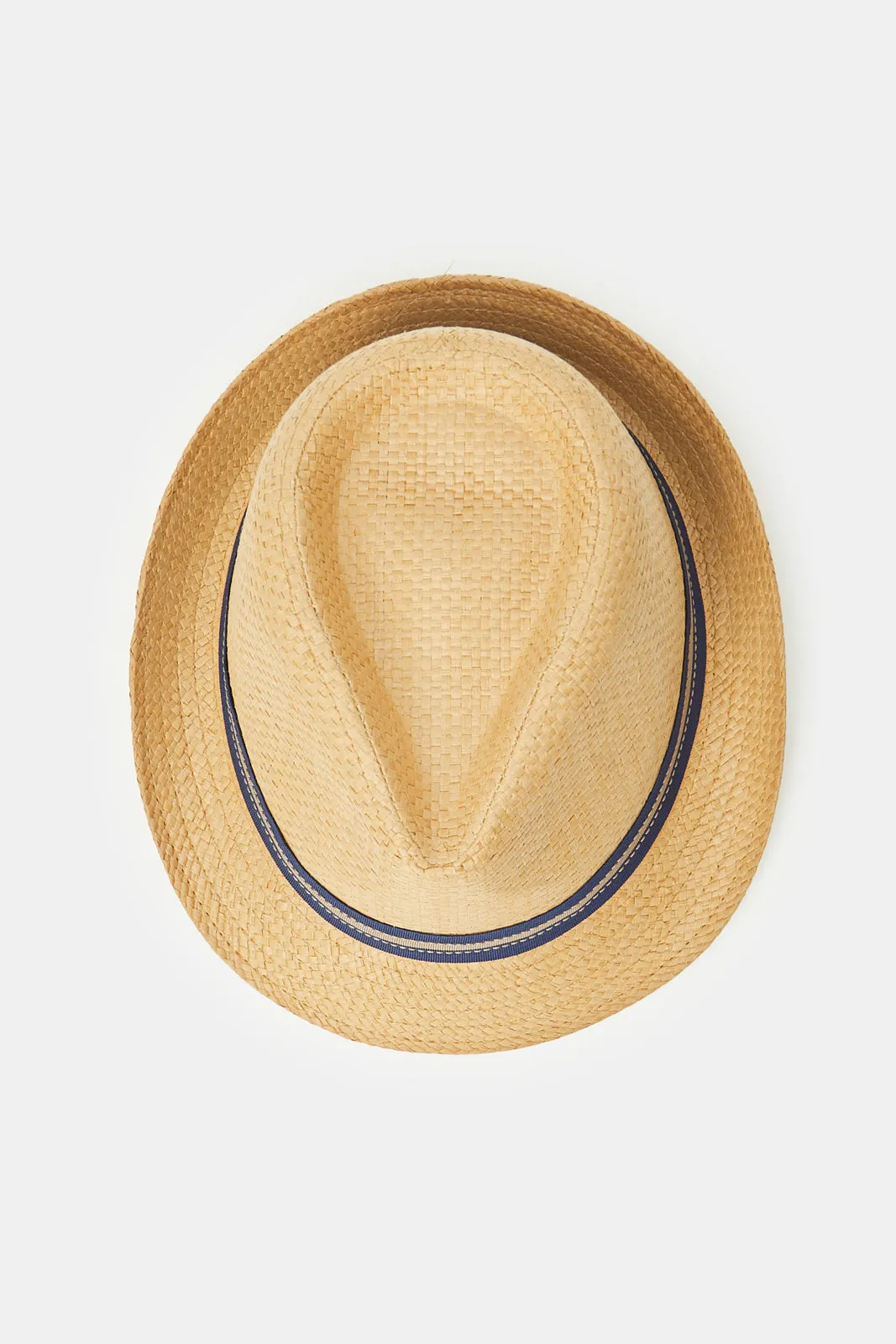 Men Beige Fedora Hat With Band