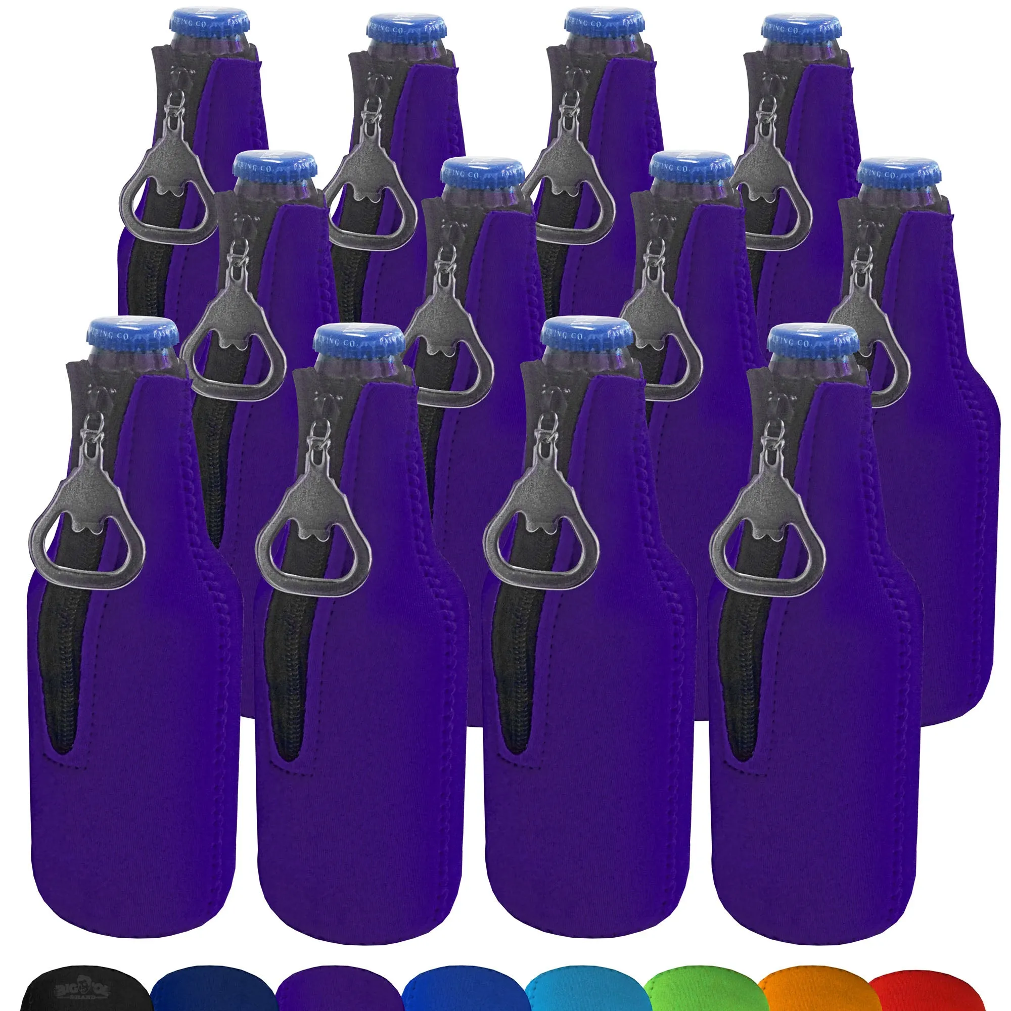 Neoprene Bottle Cooler Sleeves for 12oz Bottles with Bottle Opener- 12-Pack - Blank Design for any Event - Dual Sided Insulation Keeps Your Drinks Cool