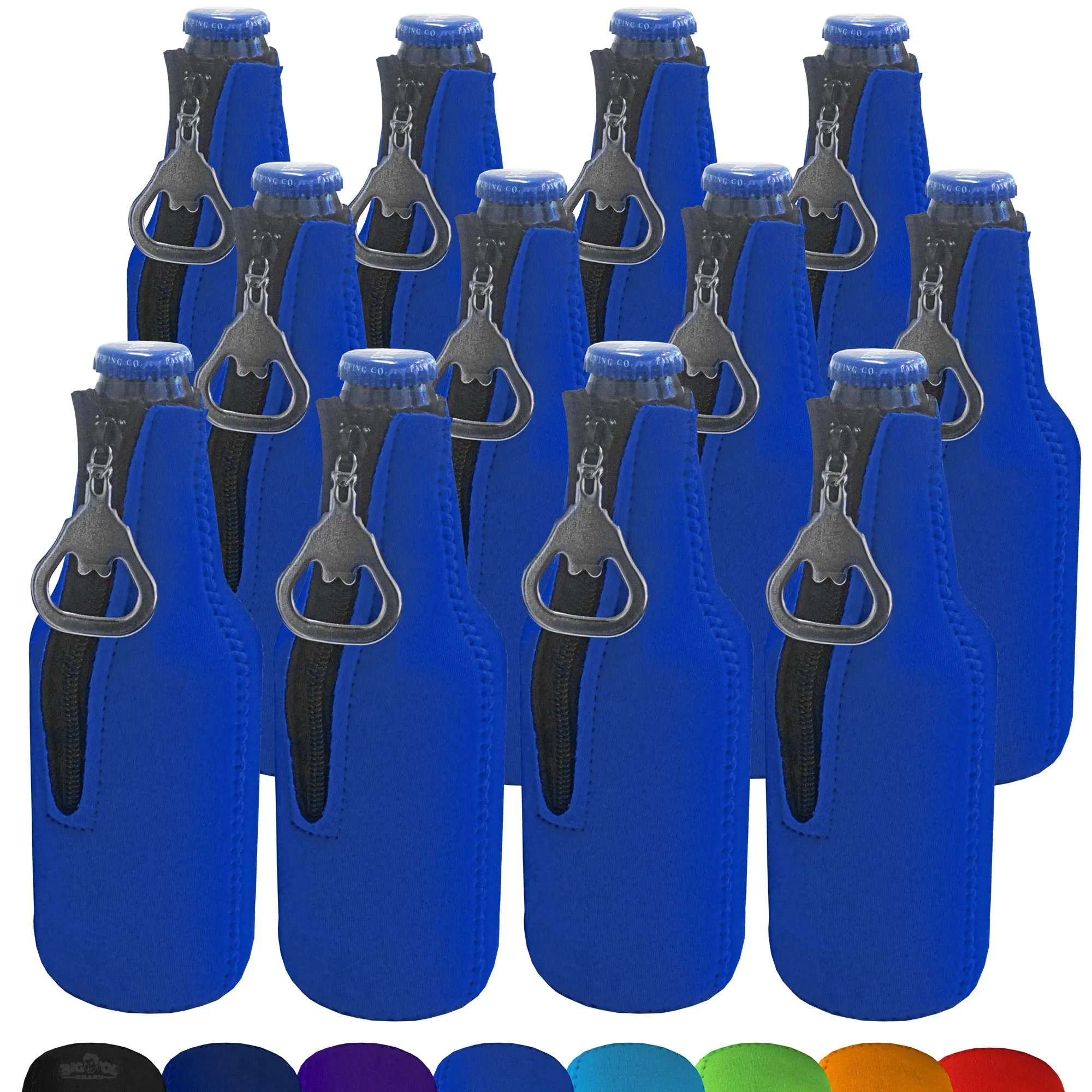 Neoprene Bottle Cooler Sleeves for 12oz Bottles with Bottle Opener- 12-Pack - Blank Design for any Event - Dual Sided Insulation Keeps Your Drinks Cool