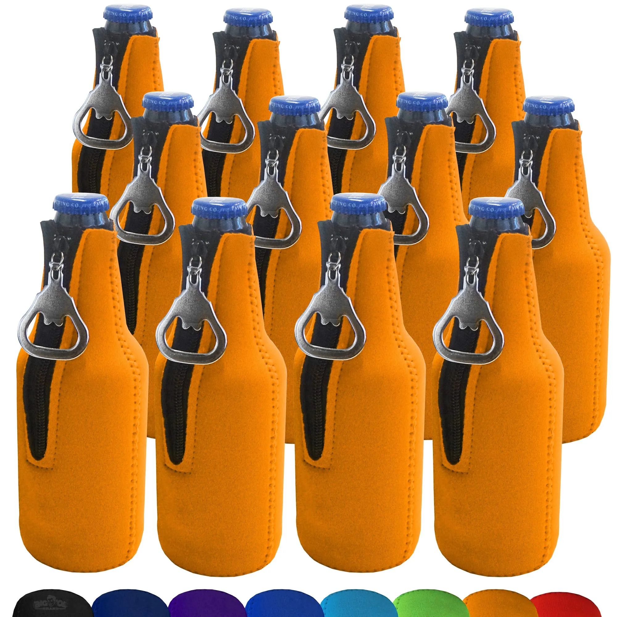 Neoprene Bottle Cooler Sleeves for 12oz Bottles with Bottle Opener- 12-Pack - Blank Design for any Event - Dual Sided Insulation Keeps Your Drinks Cool