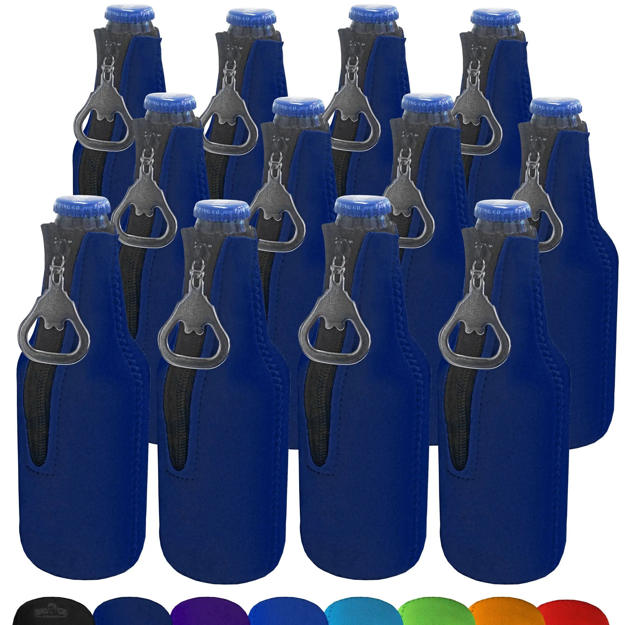 Neoprene Bottle Cooler Sleeves for 12oz Bottles with Bottle Opener- 12-Pack - Blank Design for any Event - Dual Sided Insulation Keeps Your Drinks Cool