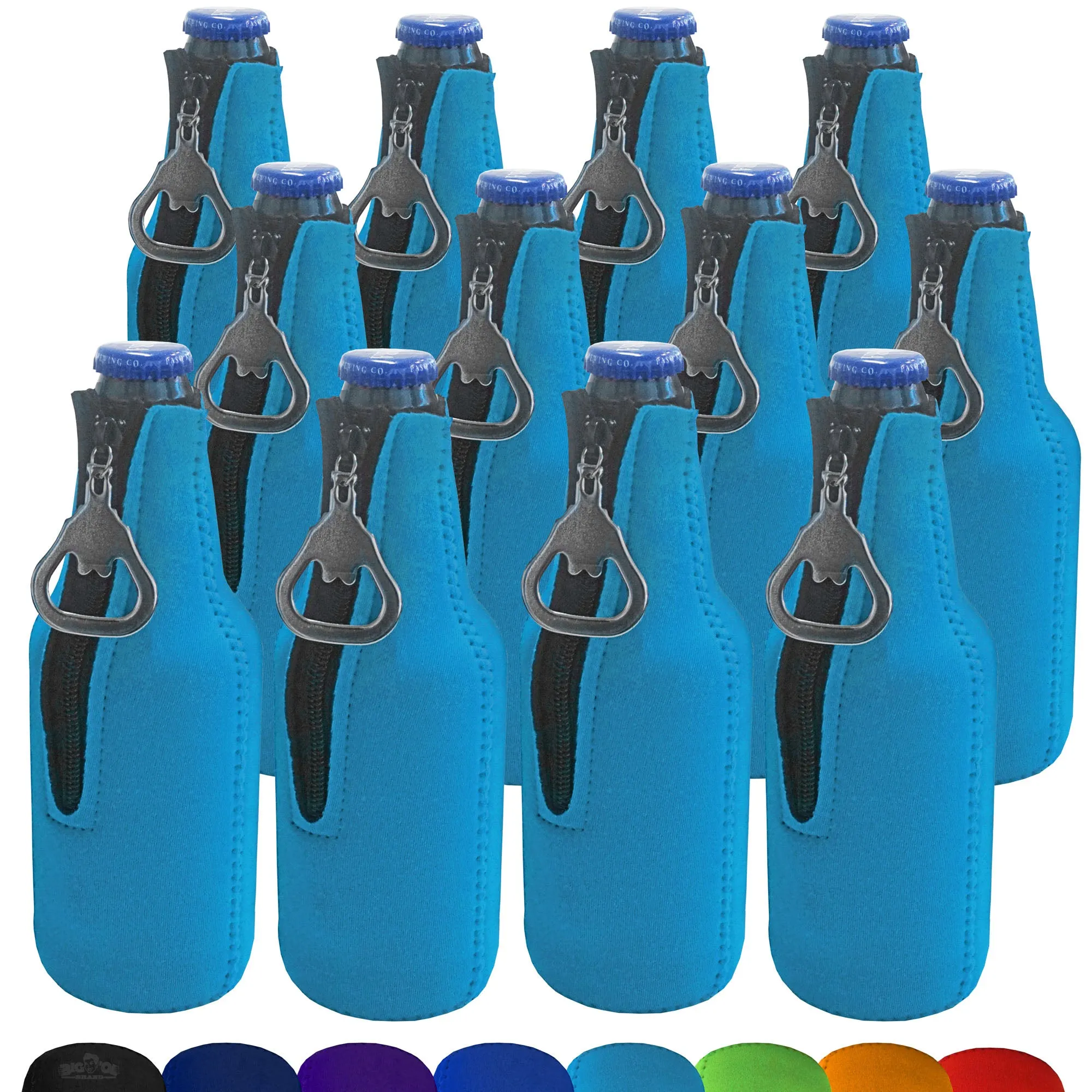 Neoprene Bottle Cooler Sleeves for 12oz Bottles with Bottle Opener- 12-Pack - Blank Design for any Event - Dual Sided Insulation Keeps Your Drinks Cool