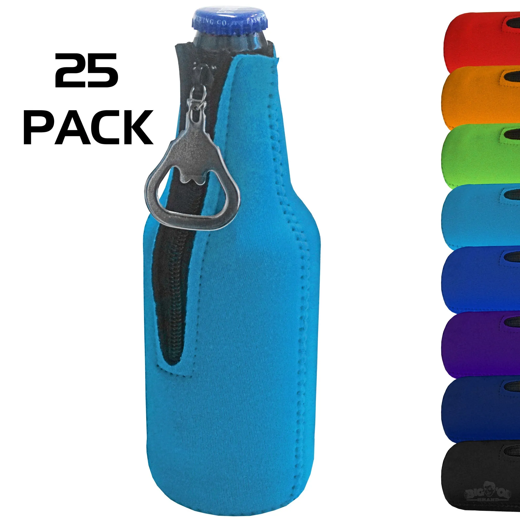 Neoprene Bottle Cooler Sleeves for 12oz Bottles with Bottle Opener- 25-Pack - Blank Design for any Event - Dual Sided Insulation Keeps Your Drinks Cool