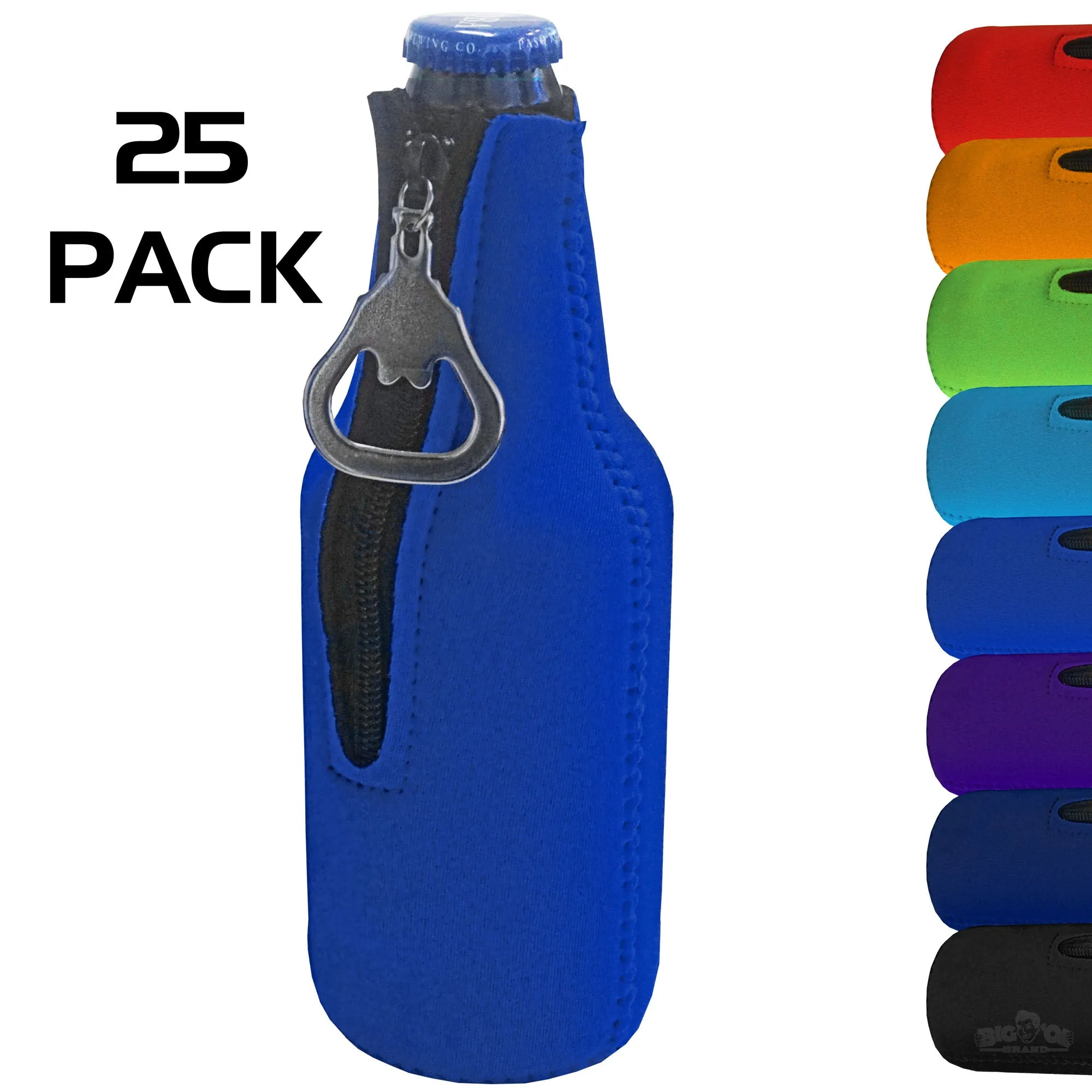 Neoprene Bottle Cooler Sleeves for 12oz Bottles with Bottle Opener- 25-Pack - Blank Design for any Event - Dual Sided Insulation Keeps Your Drinks Cool