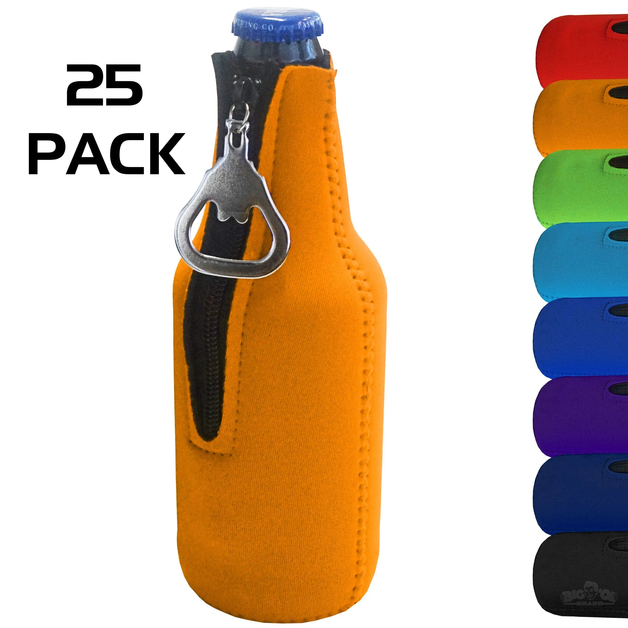 Neoprene Bottle Cooler Sleeves for 12oz Bottles with Bottle Opener- 25-Pack - Blank Design for any Event - Dual Sided Insulation Keeps Your Drinks Cool