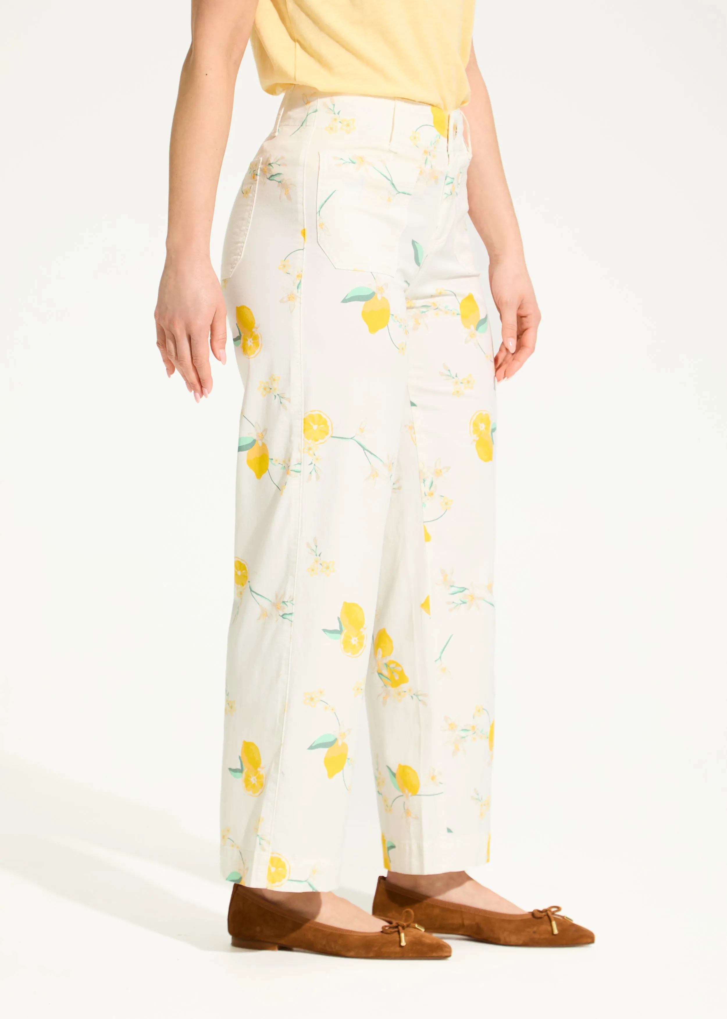 Olivia Wide Ankle Denim, Lemon Print
