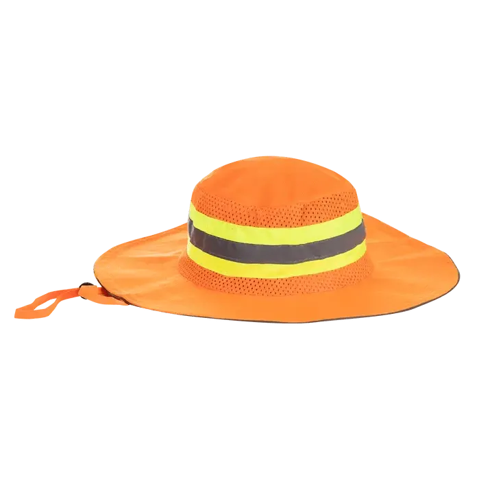Reflective orange brimmed bush sun hats