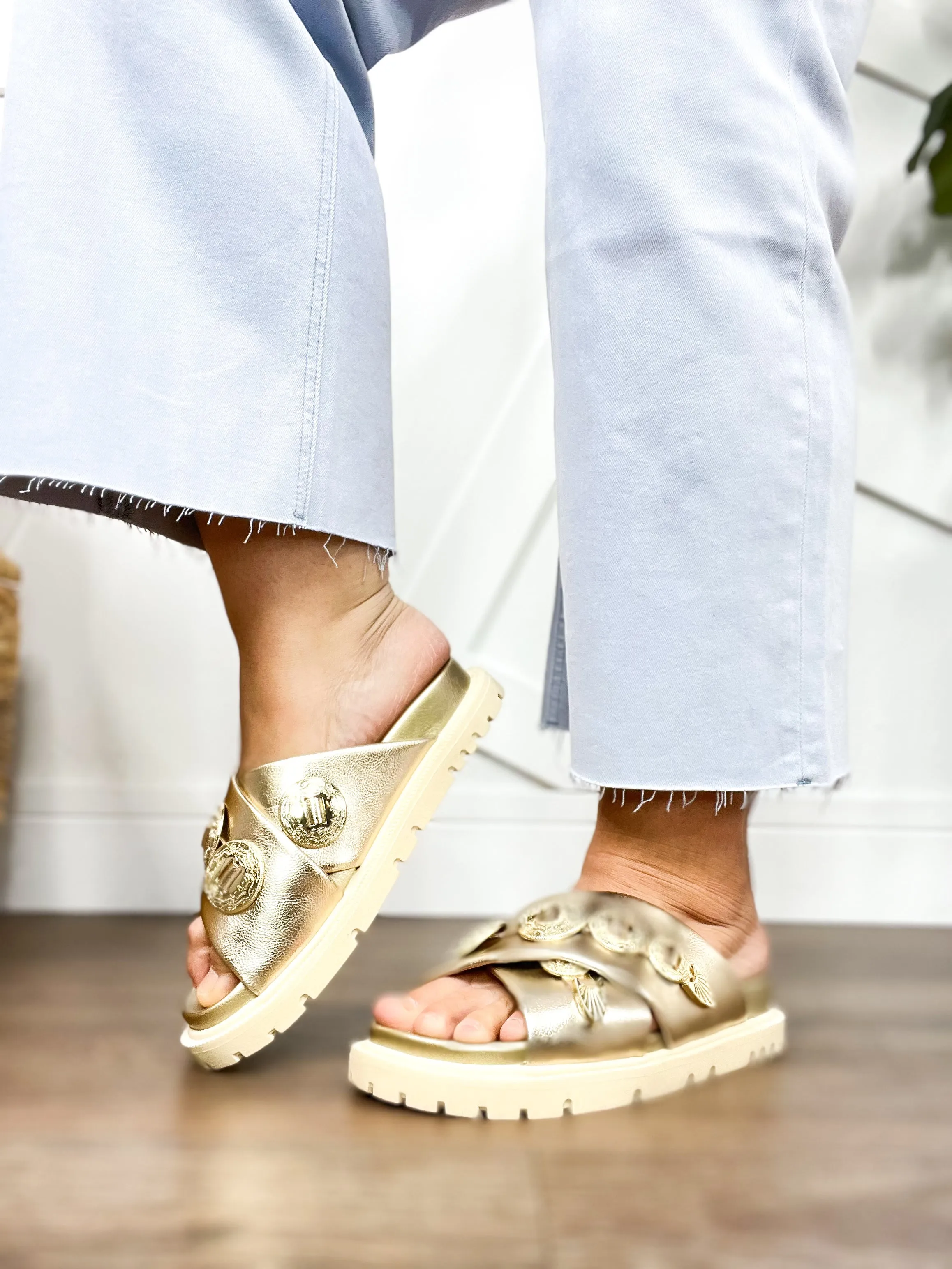 Soft Gold Gorgene Sandals