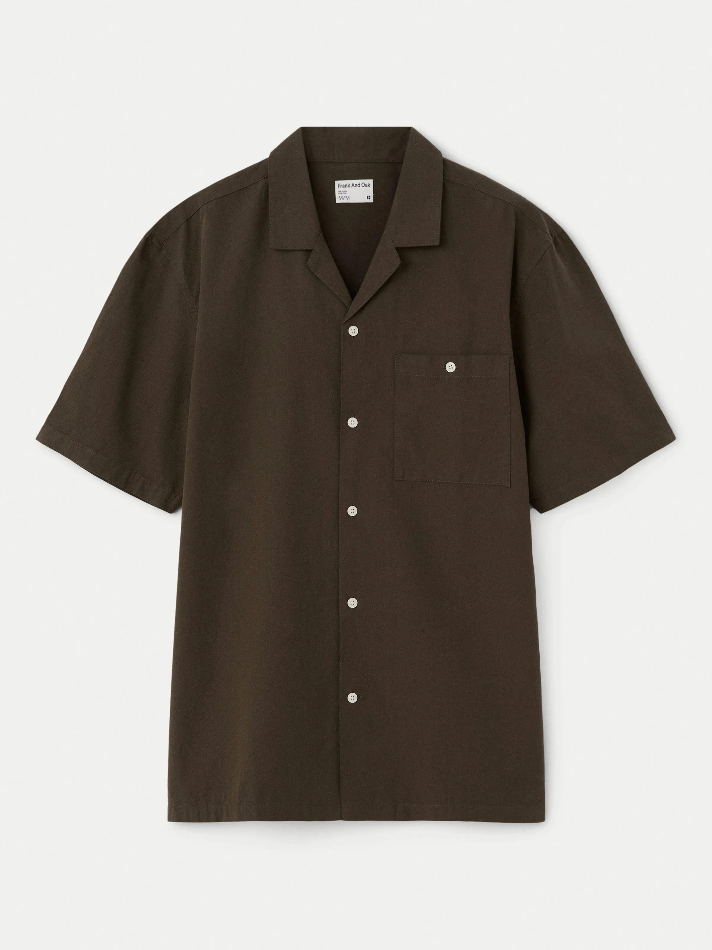 The Poplin Camp Collar Shirt in Dark Taupe