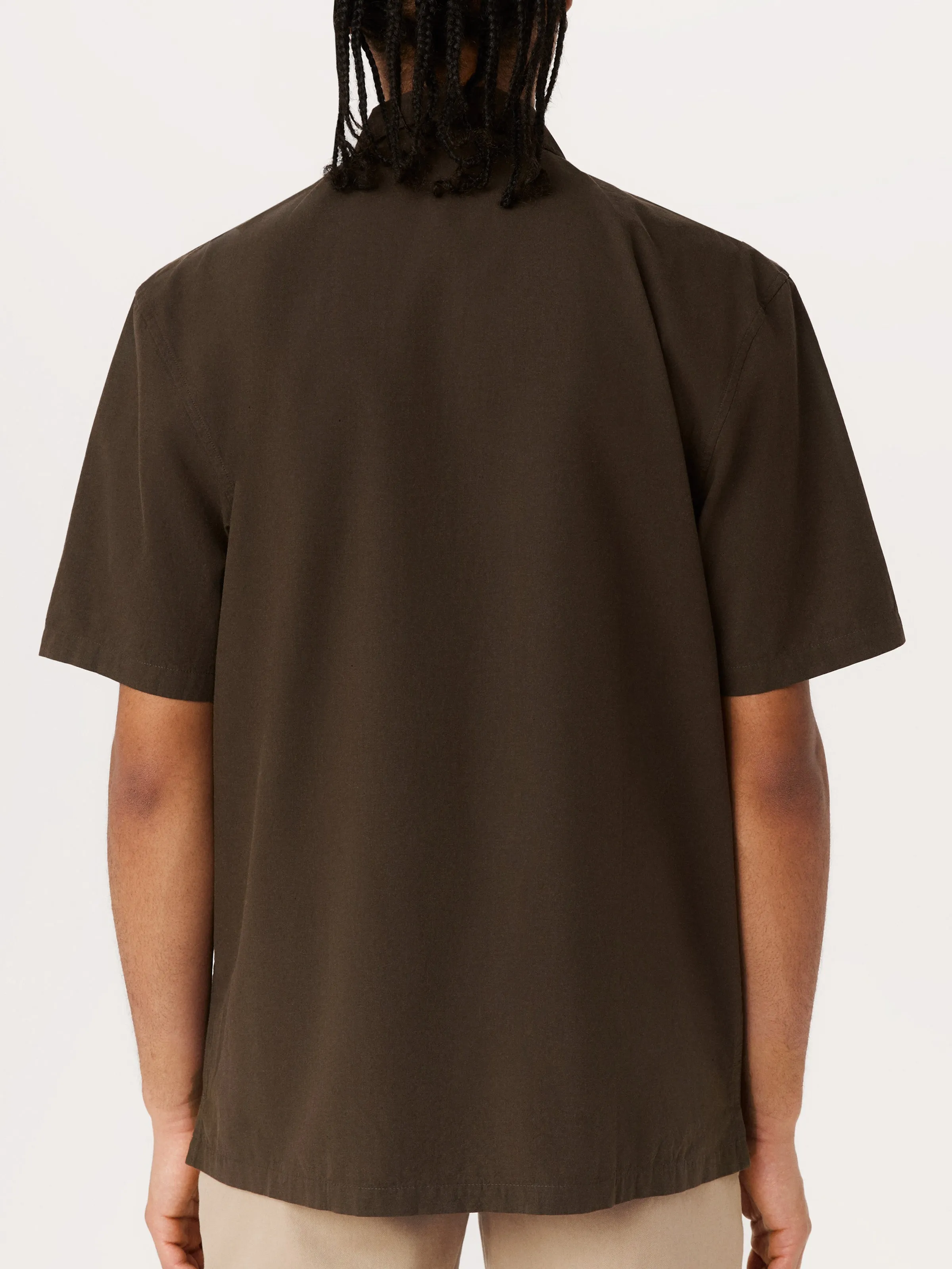 The Poplin Camp Collar Shirt in Dark Taupe