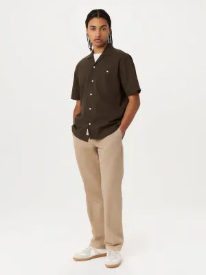 The Poplin Camp Collar Shirt in Dark Taupe