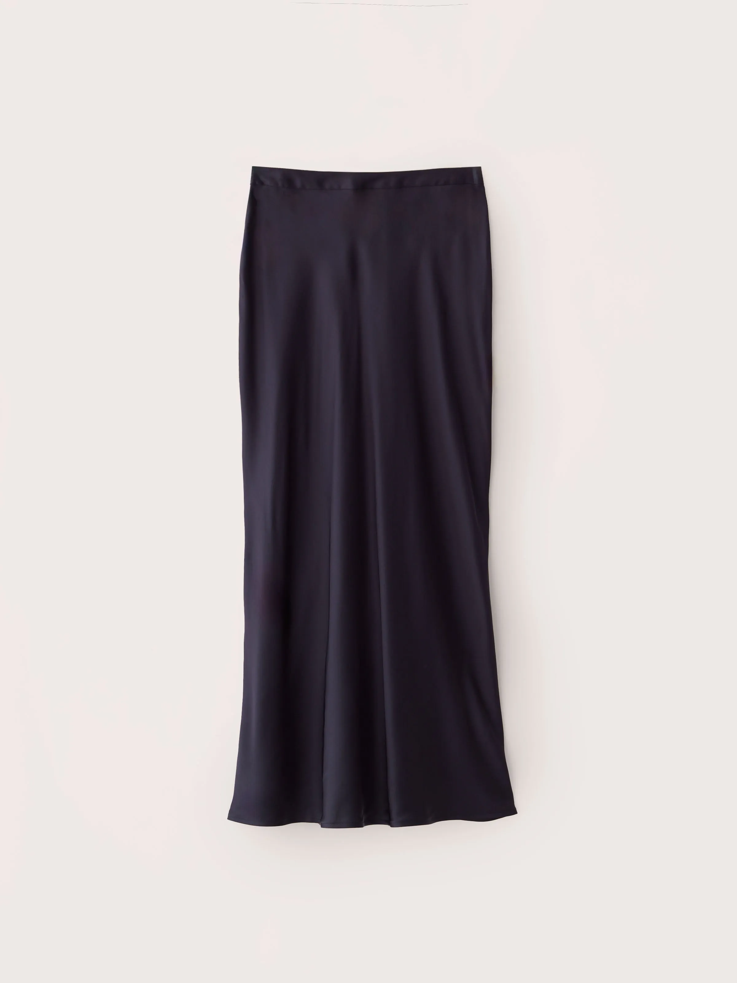 The Satin Midi Skirt in Dark Blue