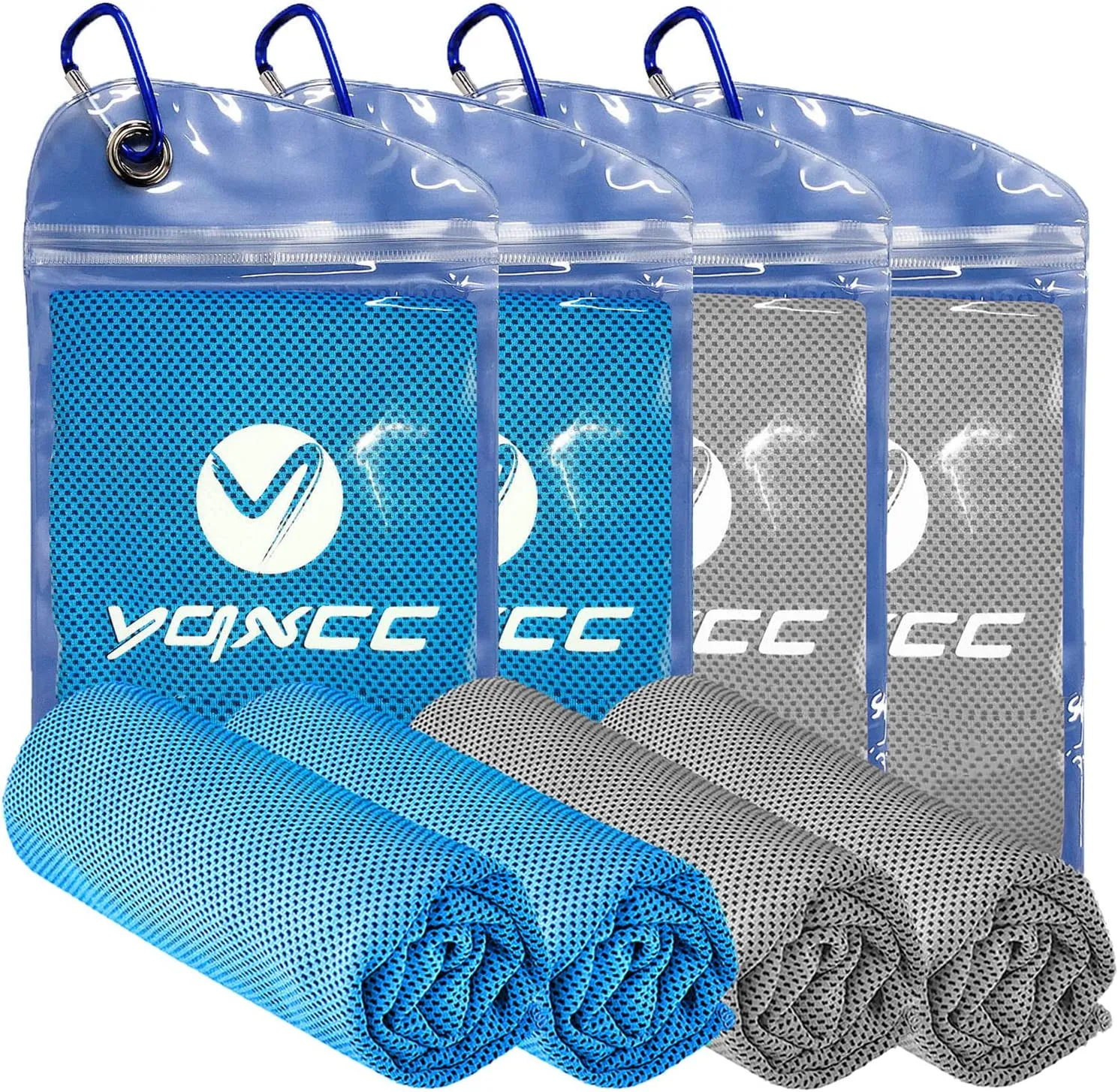 YQXCC 4 Pack Cooling Towel (47"x12") Ice Towel for Neck, Microfiber Cool Towel, Soft Breathable Chilly Towel for Yoga, Sports, Golf, Gym, Camping, Running, Fitness, Workout & More Activities